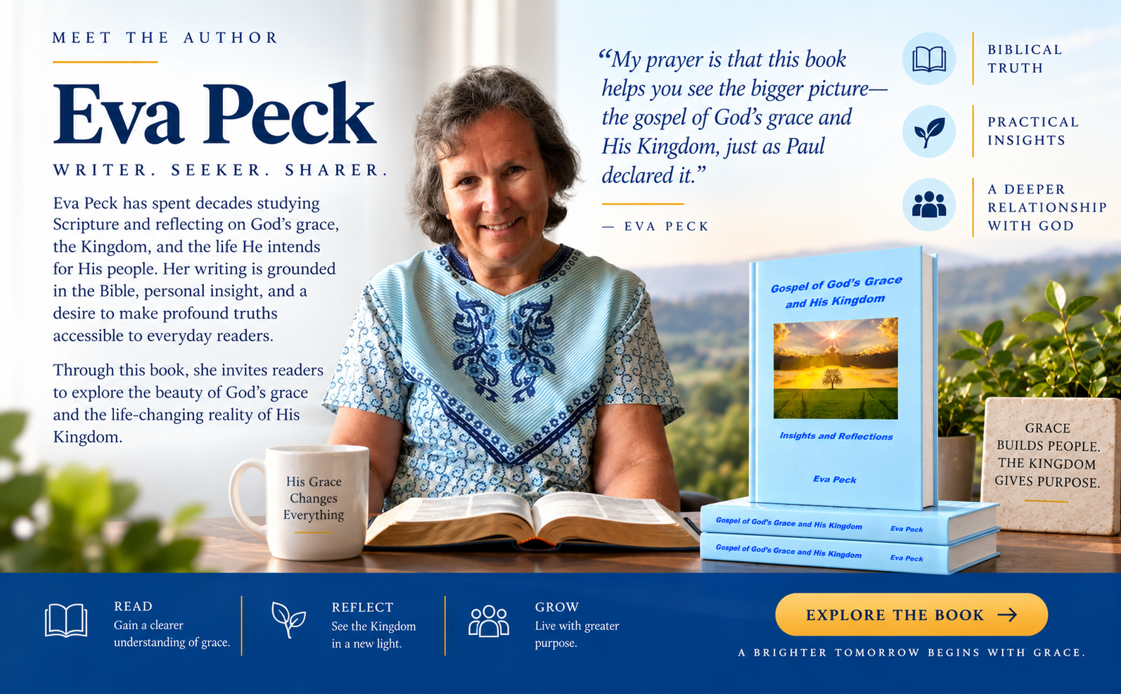 Meet the Author Eva Peck campaign artwork